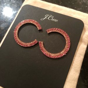 J Crew pink pave crystal earrings new & never worn